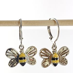 Stainless Steel Hoop Bee Earrings